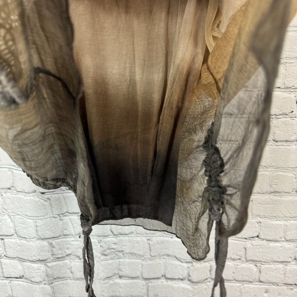 Tempo Paris Brown Ombré Knit Tunic Top Womens Size S Crochet Sheer Drawstring - Picture 10 of 11